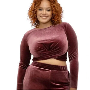 ELOQUII | Elements Women's Plus Size Velvet Surplice Crop Top Size 20